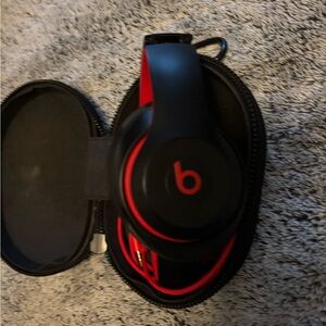Beats Black and Red Headphones with Case